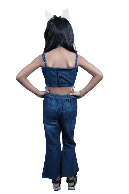 Twisha Girls Butterfly embroidered crop top with jeans