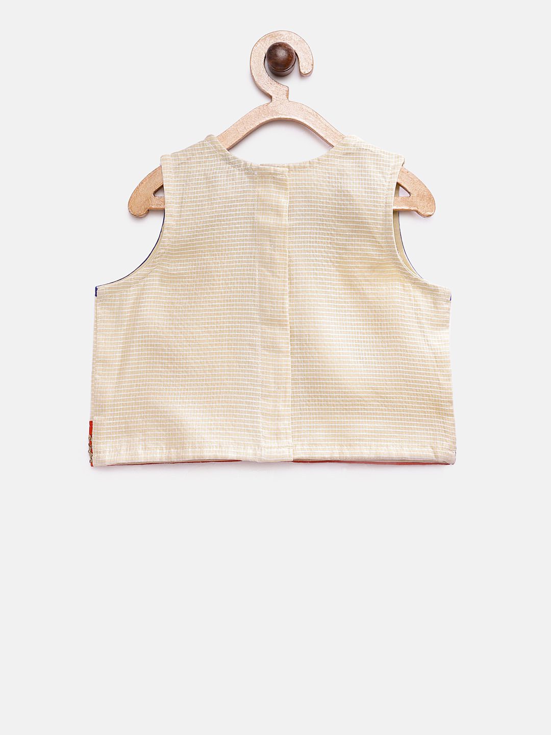 Twisha Girls Embellished Top With Printed Dhoti Pants - Off White & Blue