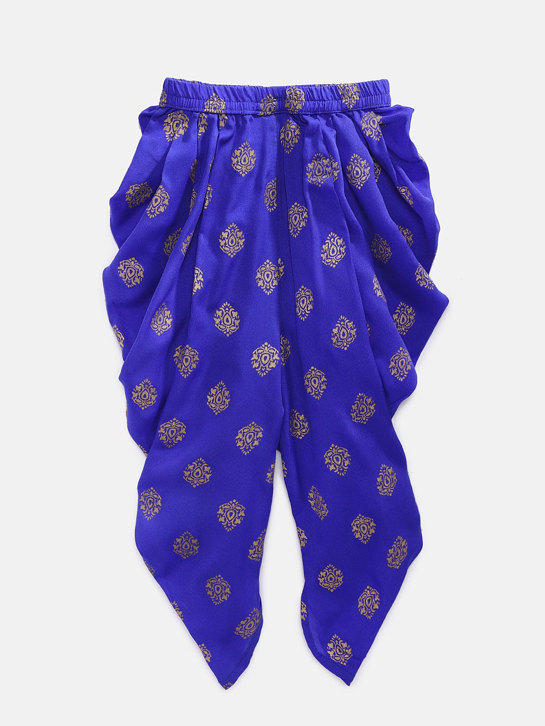 Twisha Girls Embellished Top With Printed Dhoti Pants - Off White & Blue