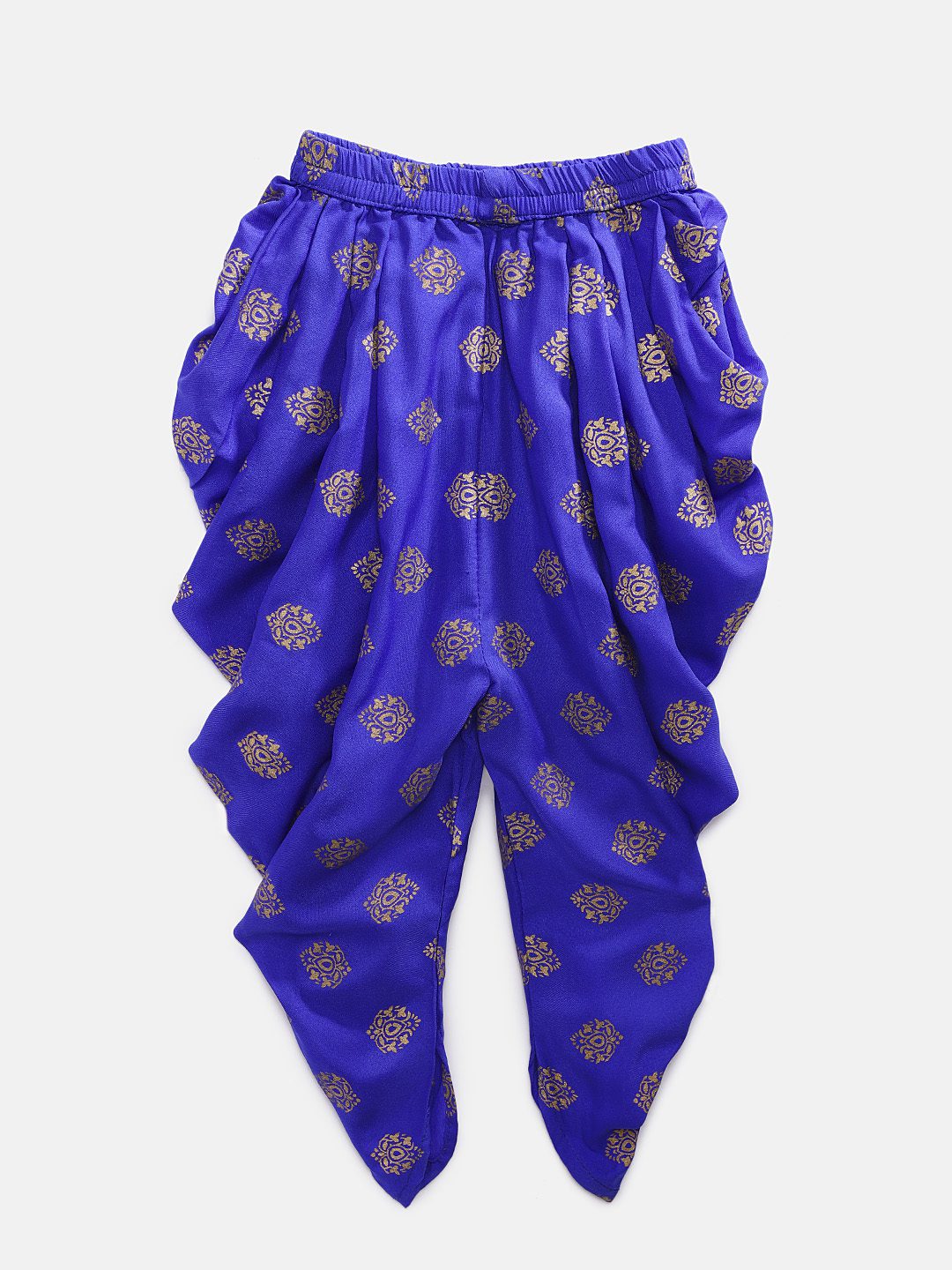Twisha Girls Embellished Top With Printed Dhoti Pants - Off White & Blue