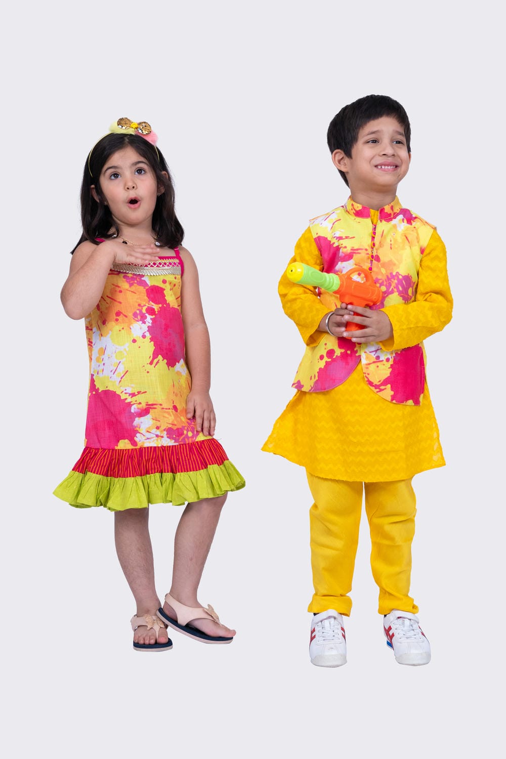 Twisha Girl's Sleeveless Strappy Frilled Multi Coloured Dress - Multicolour