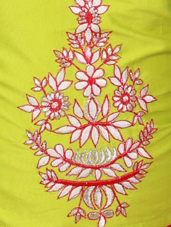 Twisha Girls Embroidered Top with 3 colour Chania -Set-Green And Pink