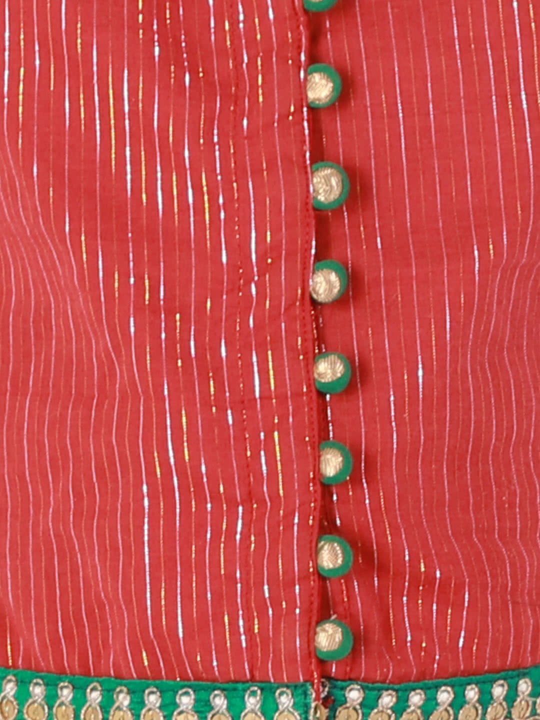 Girls Color Blocked Ghagra And Choli Maroon And Blue