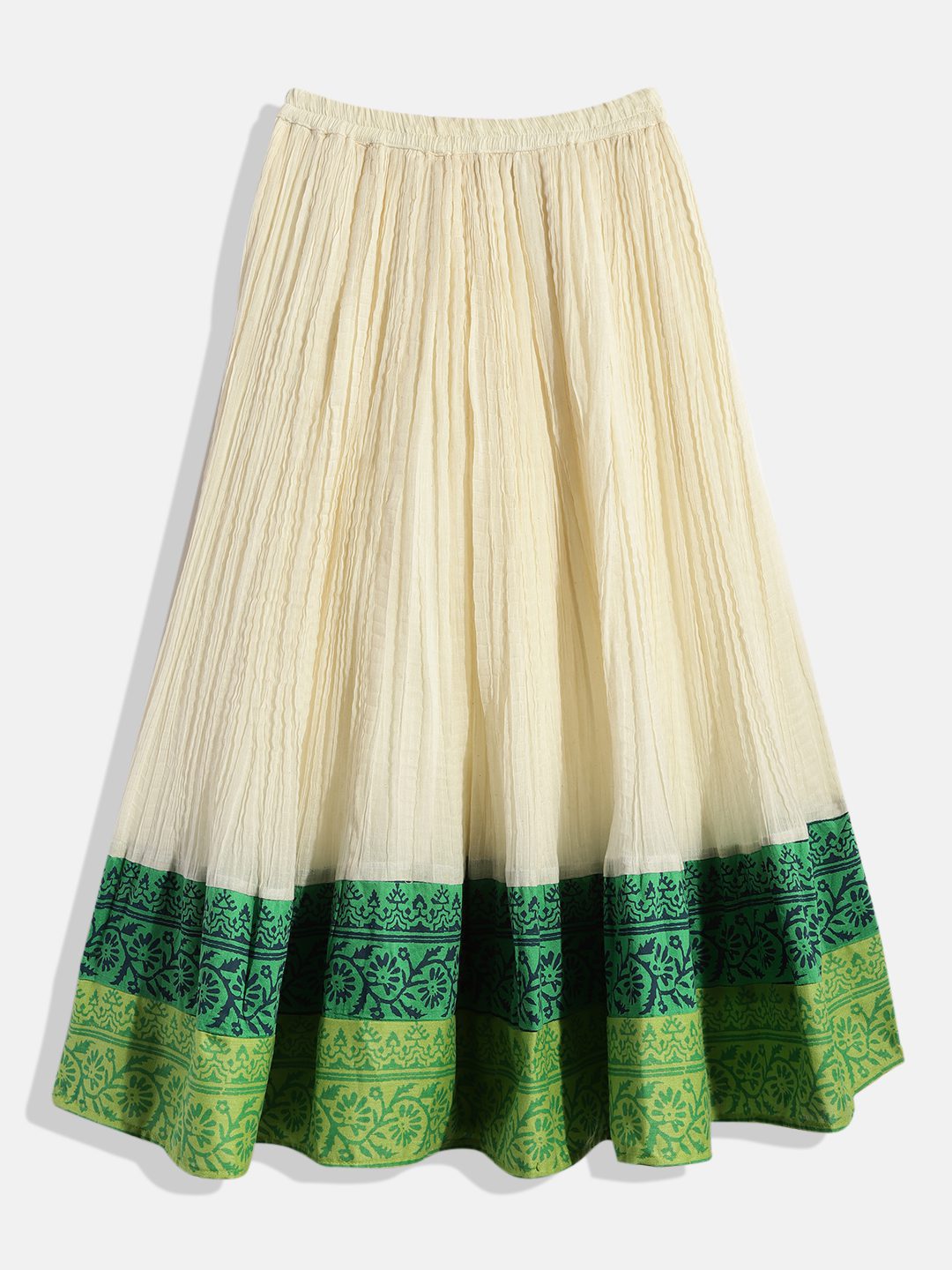 Twisha Girls Printed Top With Ghagra - Green & Off White