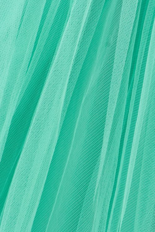 Twisha Girls brocade sleeveless Top & Net Ghagra - Sea Green