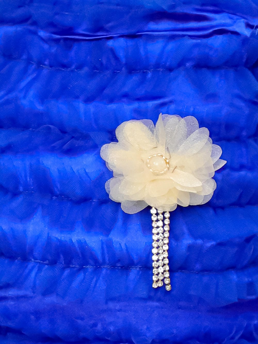 Twisha Girl's Sleeveless Floral Applique Ruffle Top & Embellished Chania With Dupatta Set -Blue & Beige