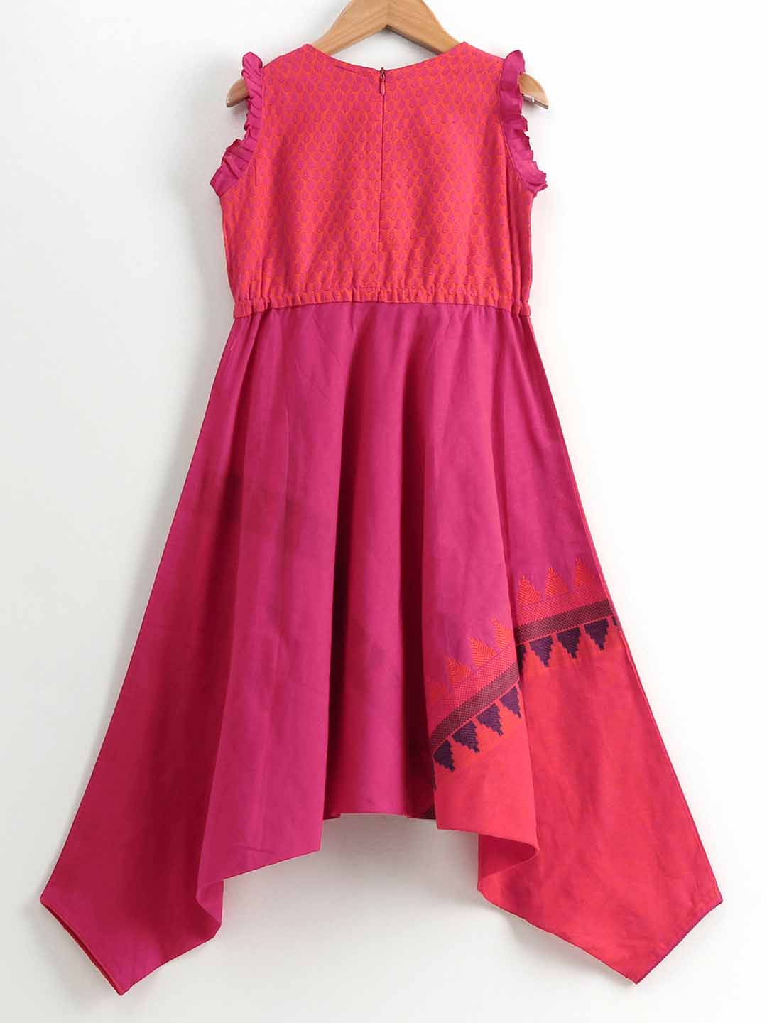 Embroidered Girls Dress - Orange