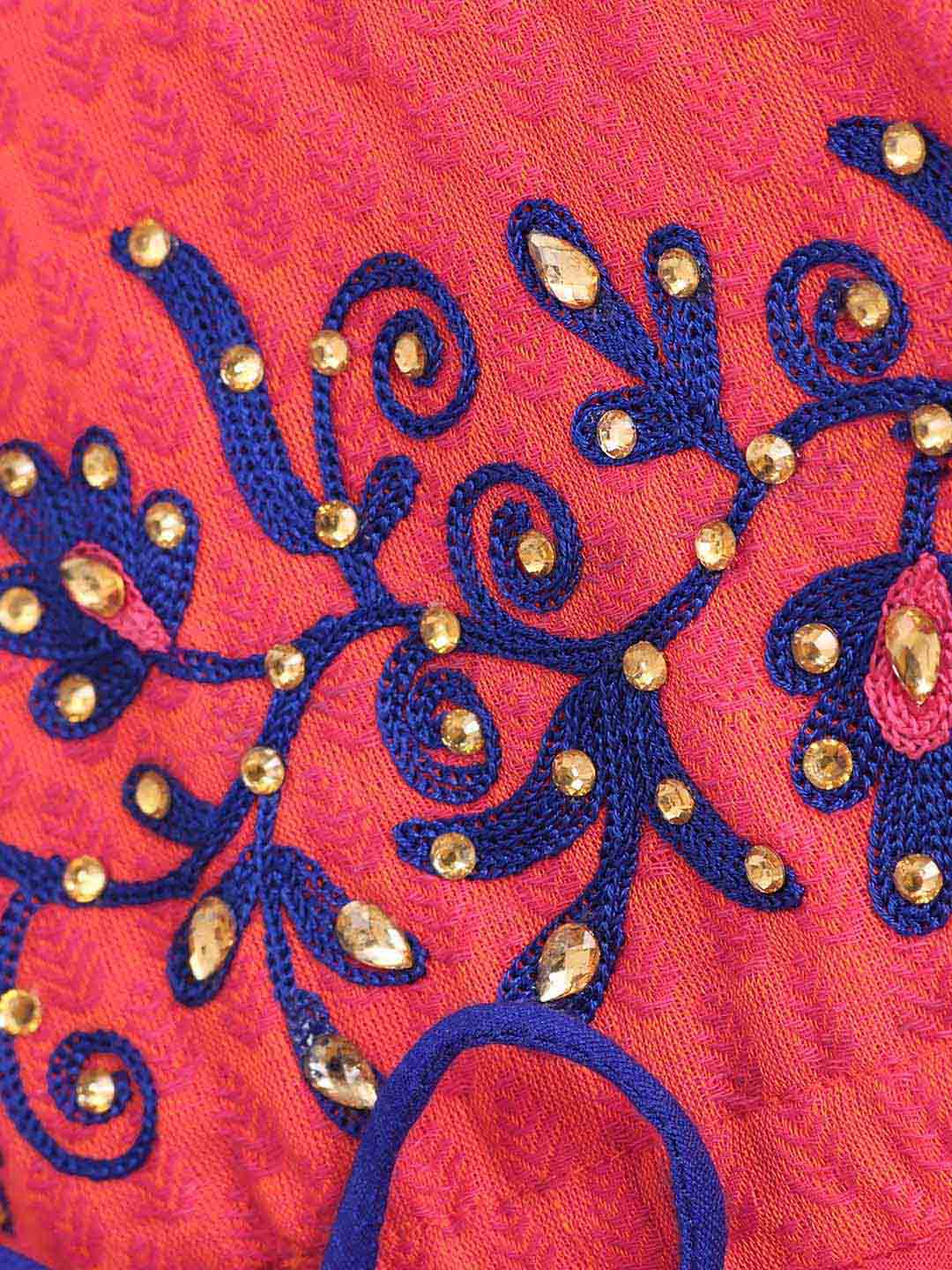 Embroidered Girls Dress - Orange