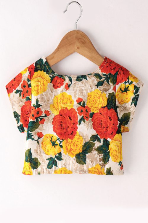 Twisha Girls Fusion Wear Jumpsuit With Floral Printed Shrug - Orange