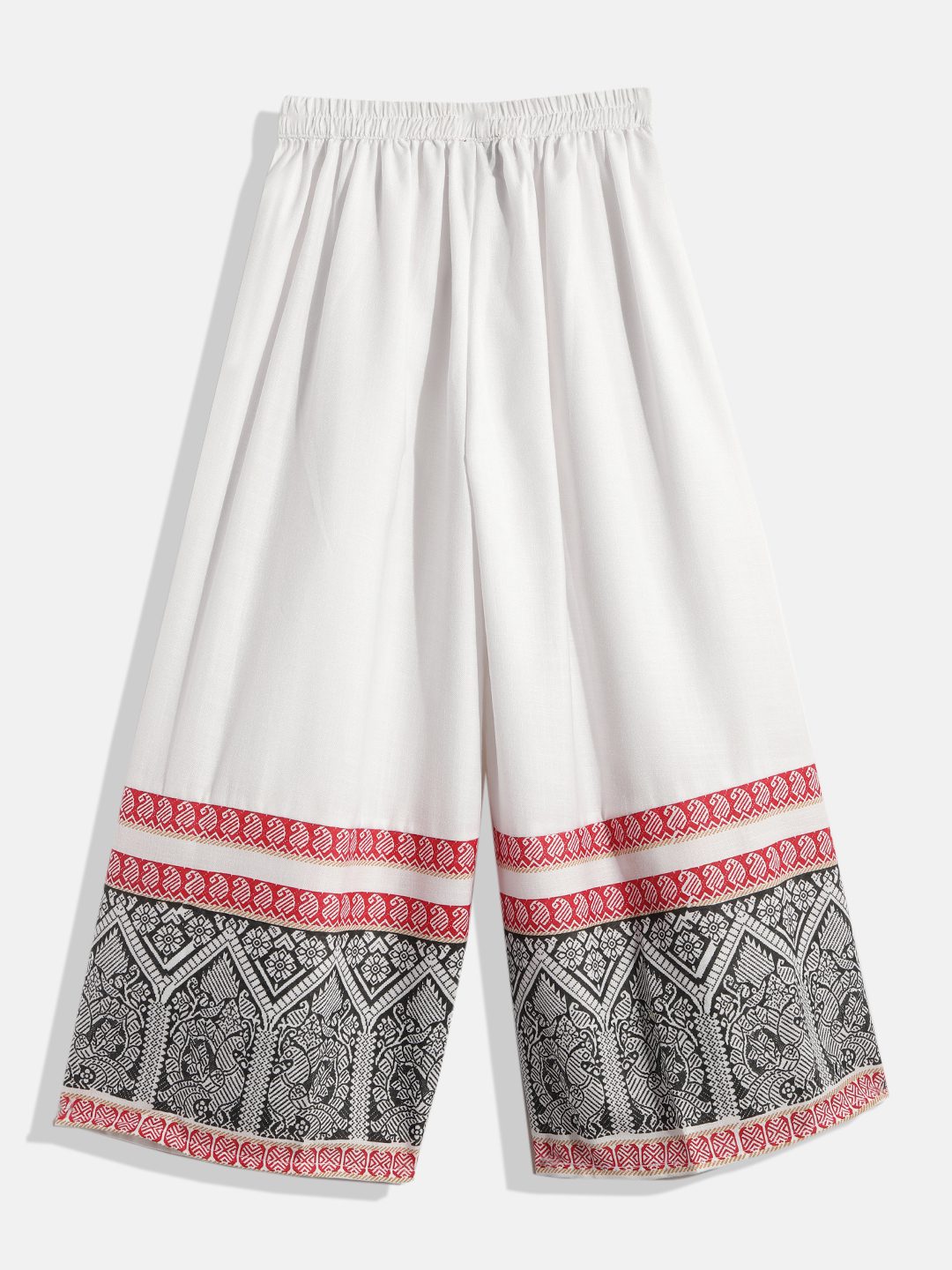 Twisha Girls Sleeveless Ethnic Print Top With Palazzo - Grey & White