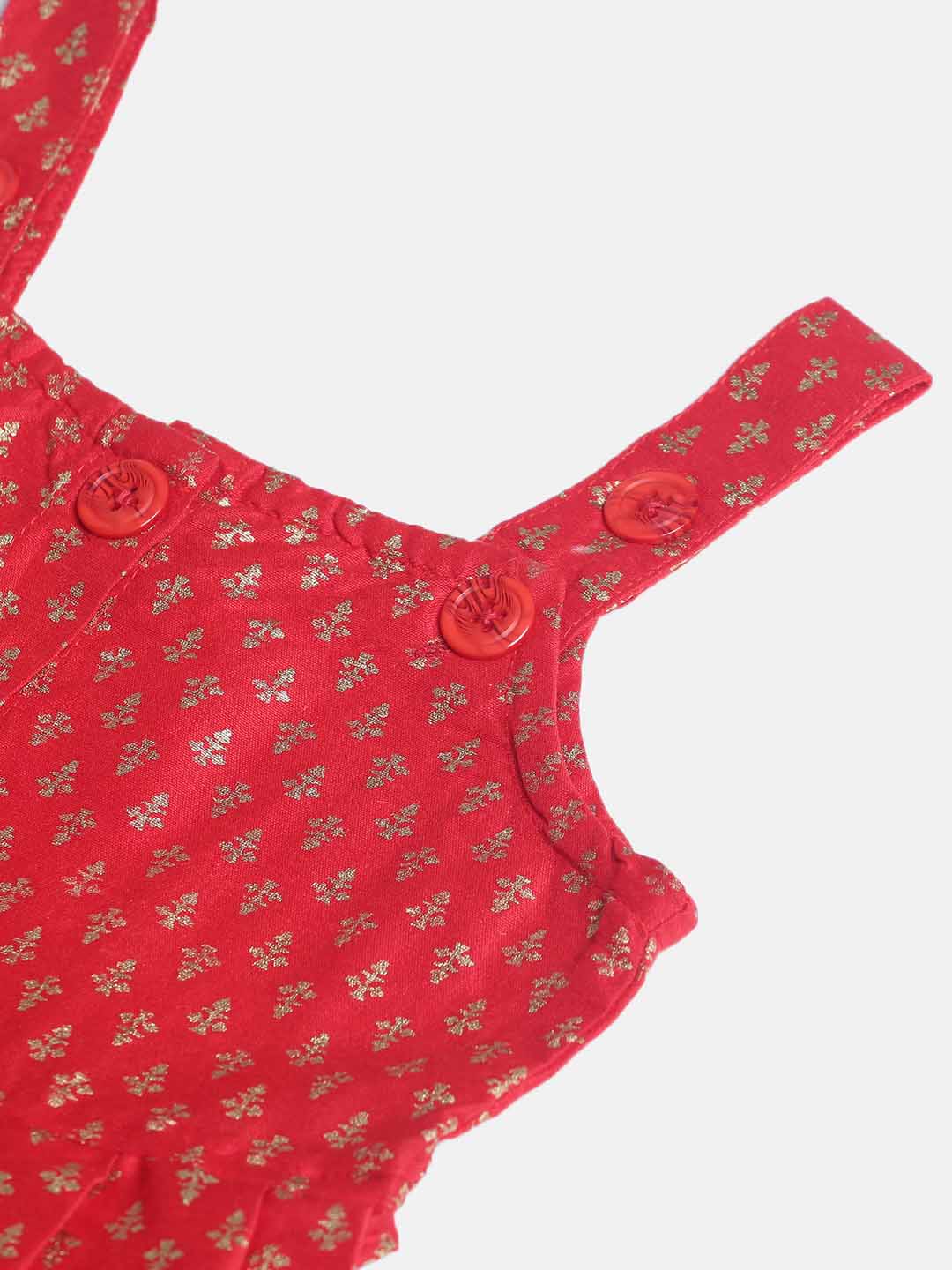 Jumpsuit With Brocade Shrug - Red & Green