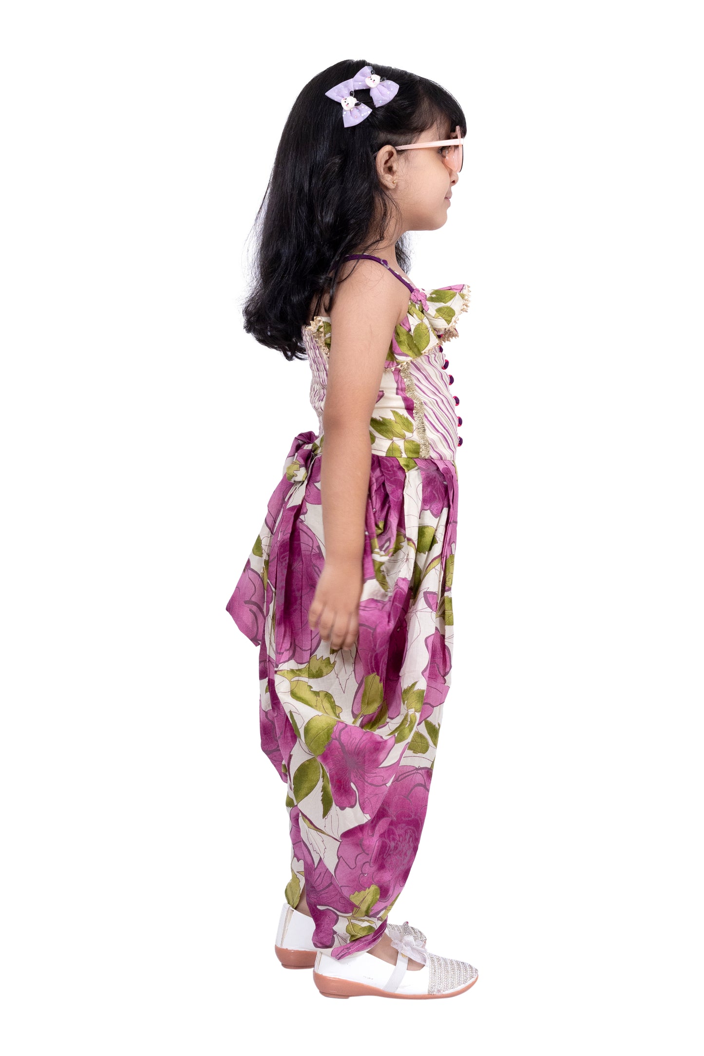 Twisha Cotton Sleeveless All Over Prined Jumpsuit - Purple & White