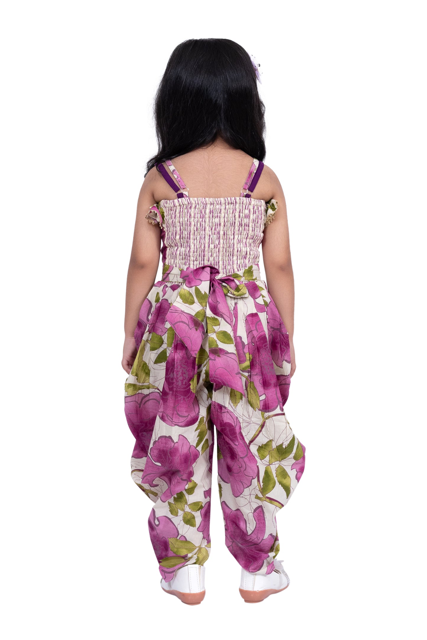 Twisha Cotton Sleeveless All Over Prined Jumpsuit - Purple & White