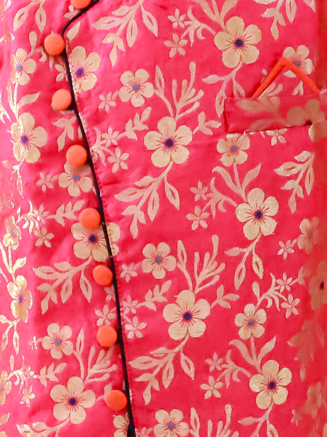 Twisha Brocade Fullsleeves Embellished kurta with Dhoti - Red & Orange