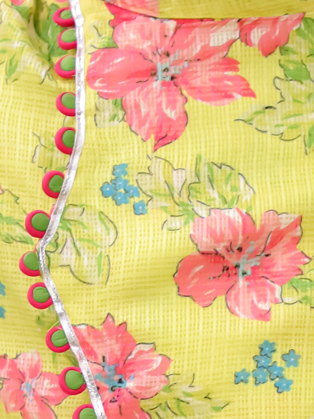 Twisha Fullsleeves Floral Printed kurta with Dhoti - Lemon & Pink