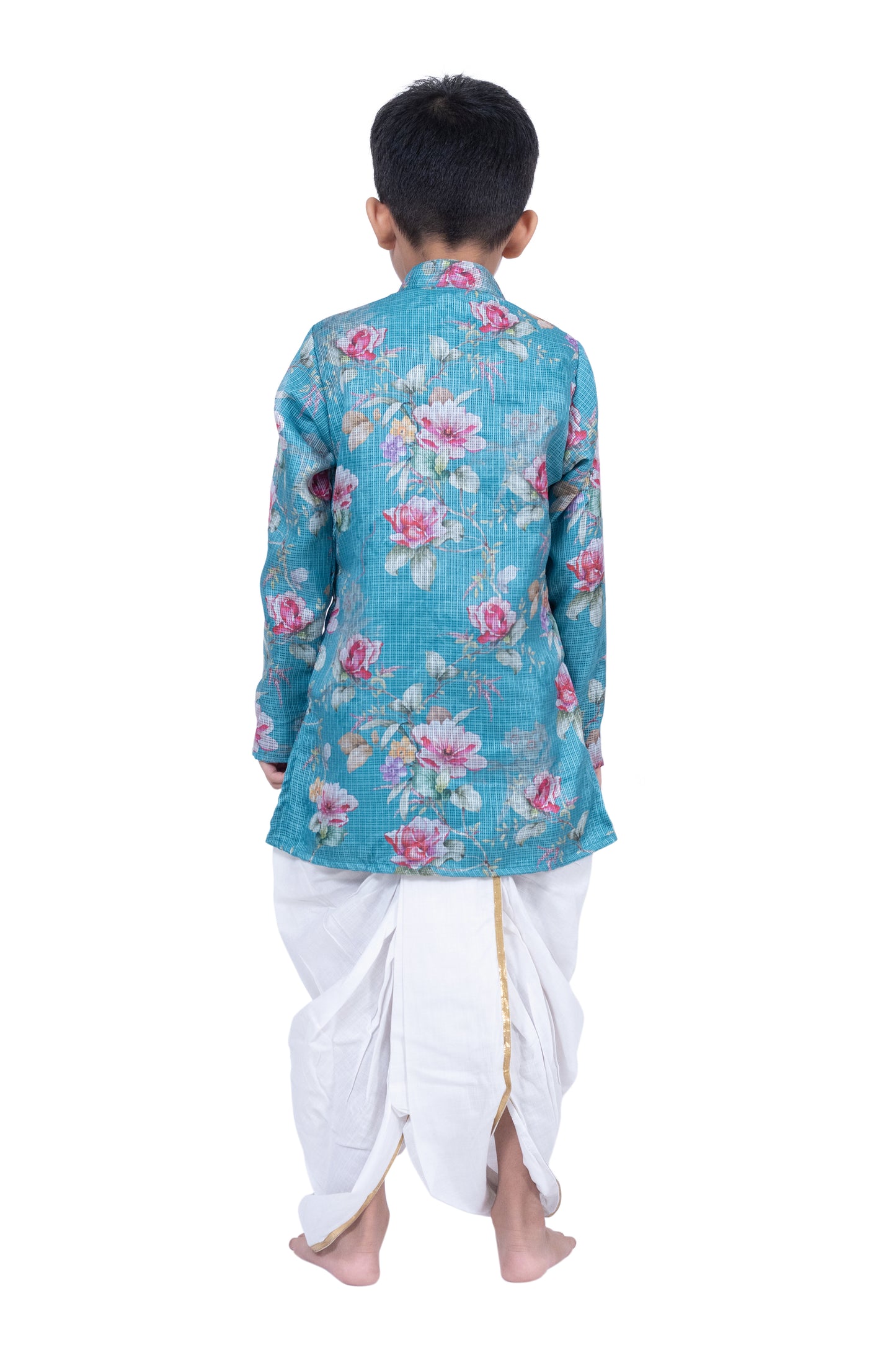 Twisha Fullsleeves Floral Printed Kurta with Dhoti -SeaGreen & White