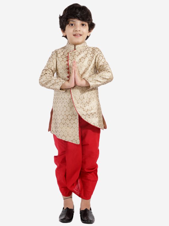 Twisha Boys Designer Kurta with Dhoti-Gold
