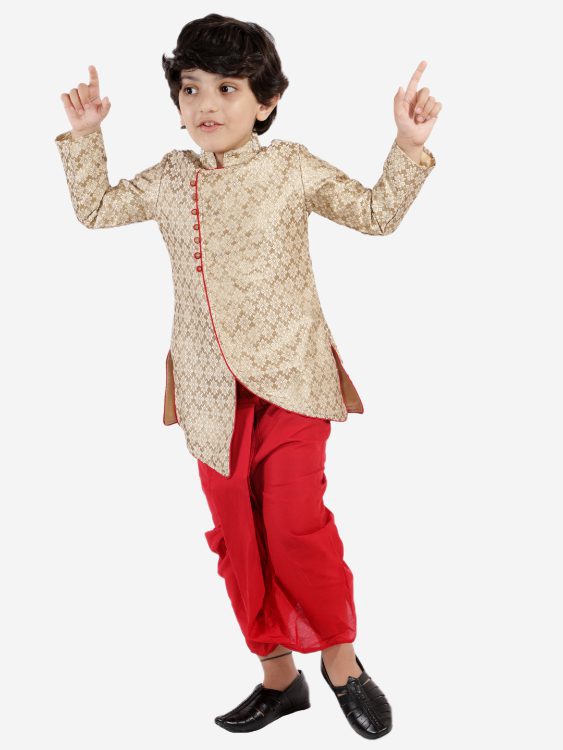 Twisha Boys Designer Kurta with Dhoti-Gold