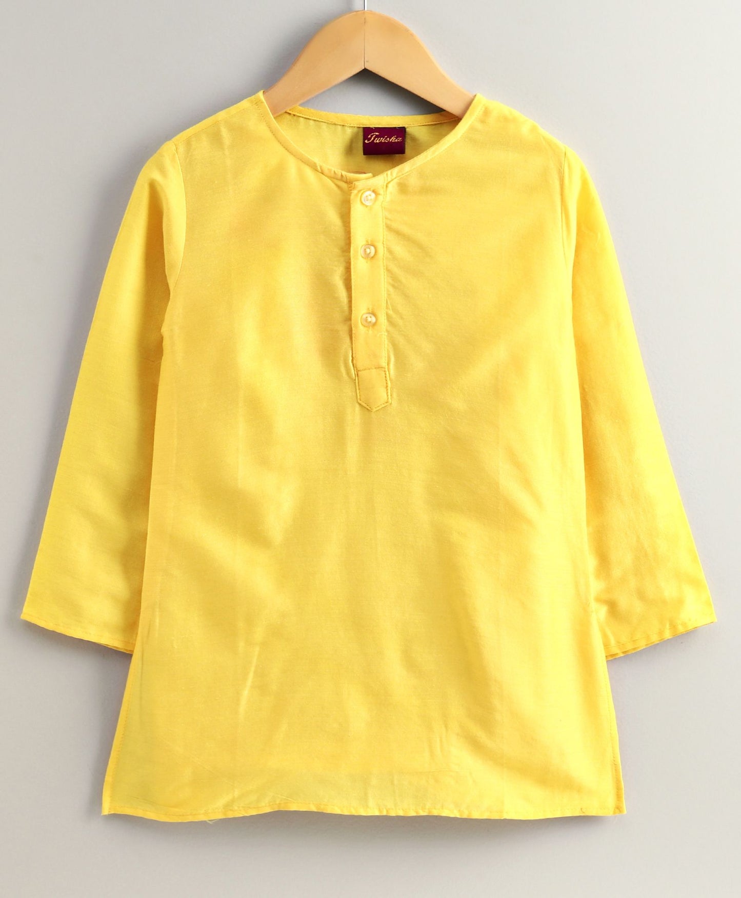 Twisha Boys Solid Kurta & Pyjama With Printed Jacket- Yellow