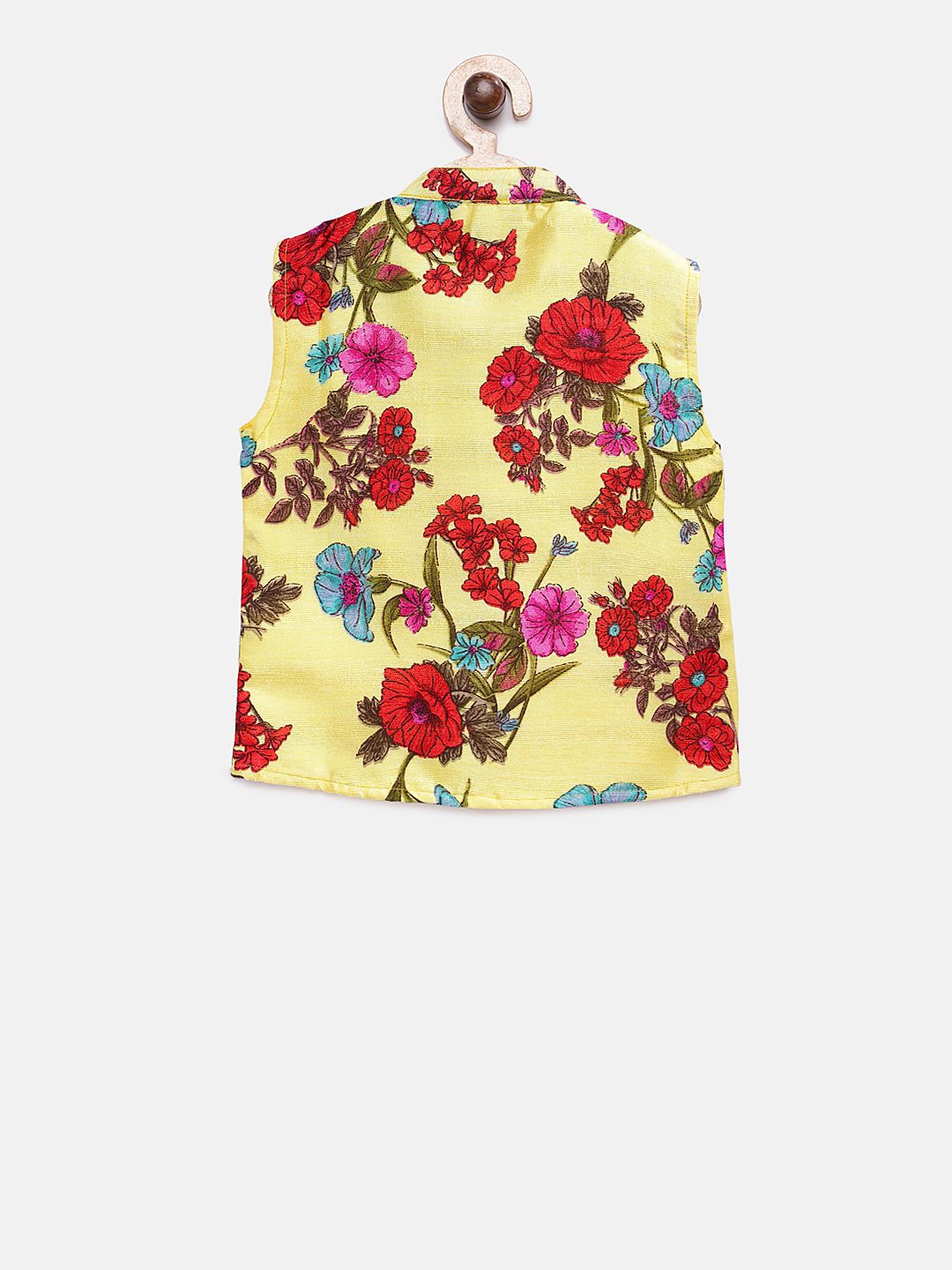Twisha Boys Solid Kurta & Pyjama With Printed Jacket - Off White & Yellow