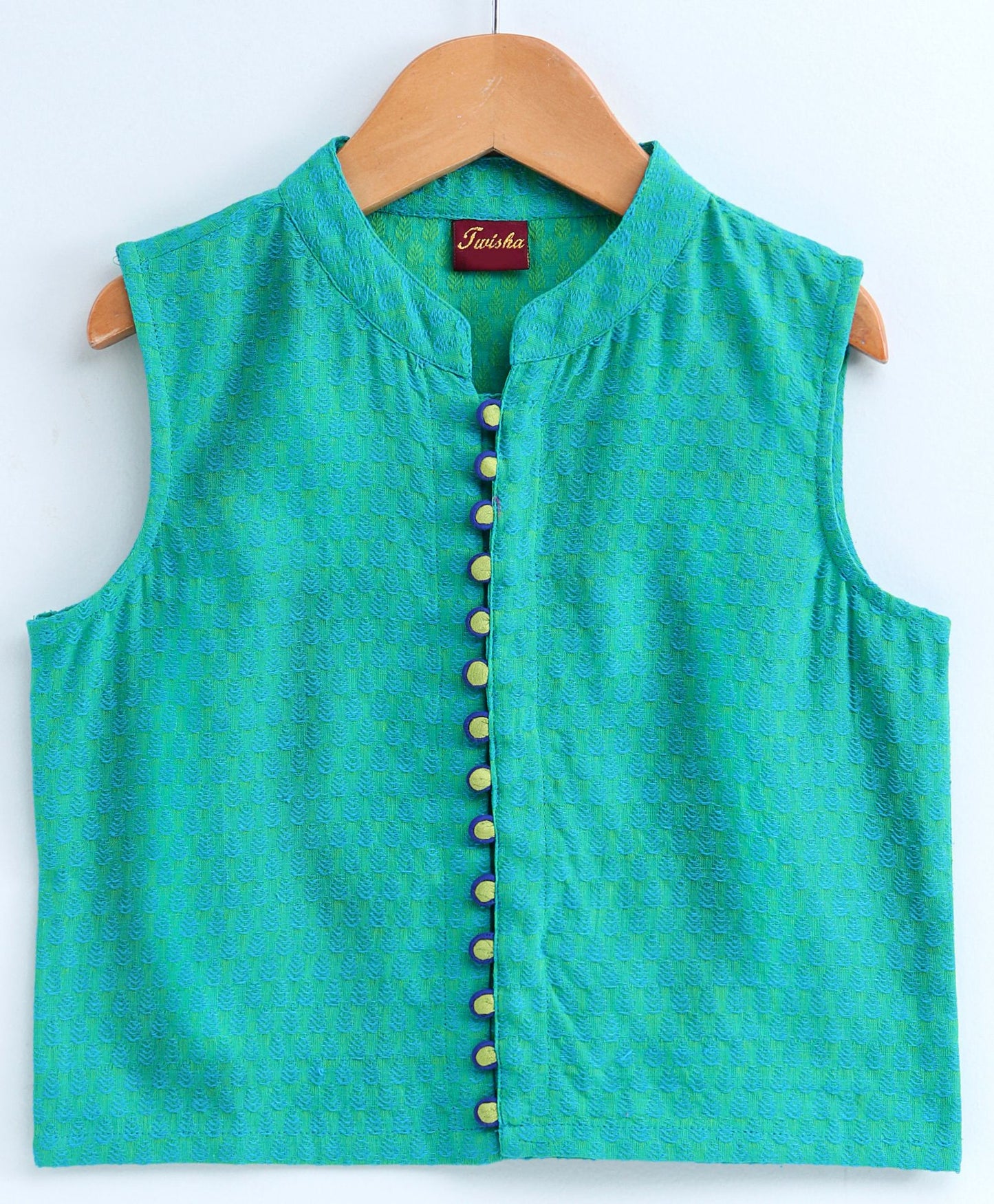 Twisha Boys Solid Kurta & Pyjama With Textured Jacket - Green & Teal