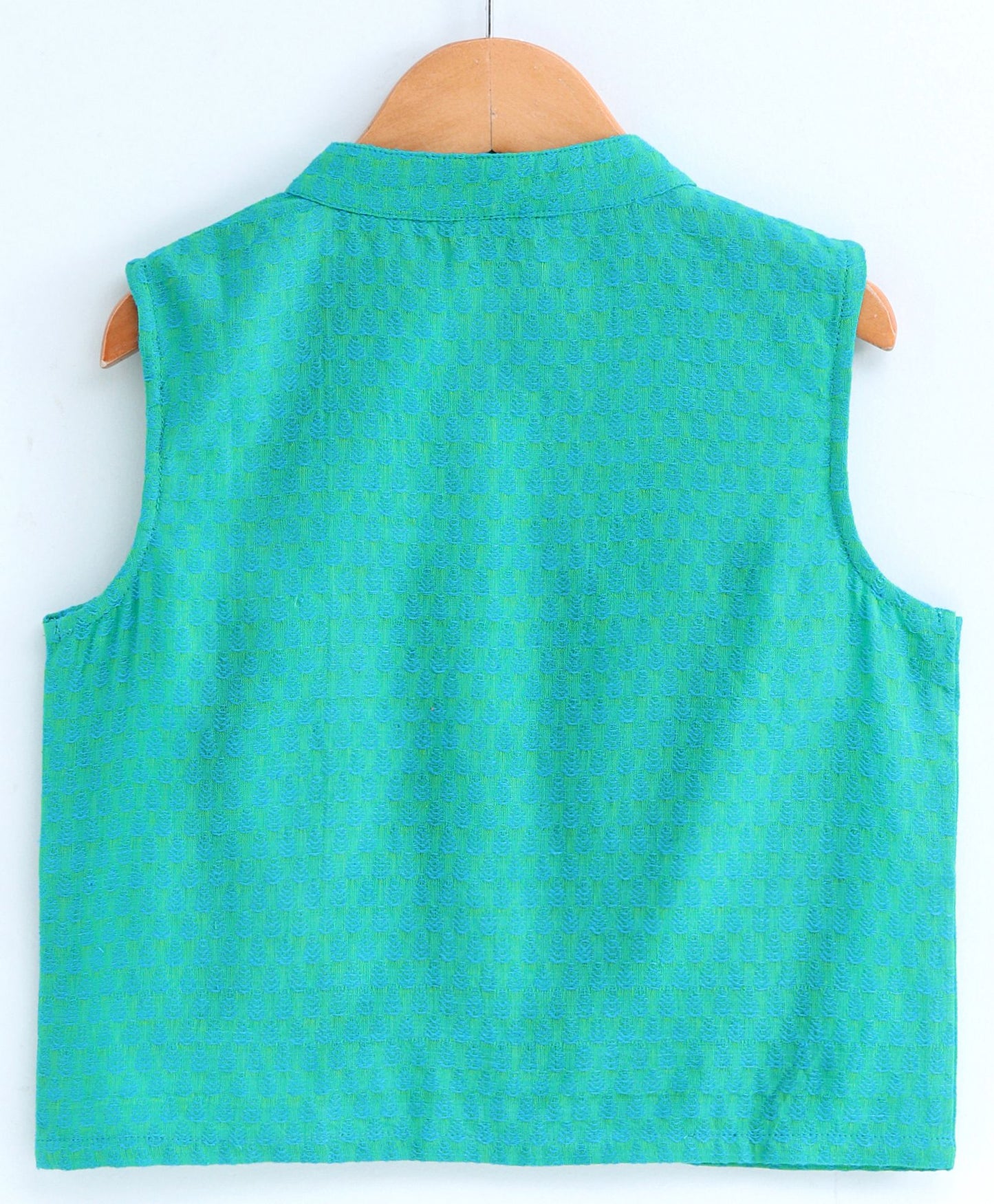 Twisha Boys Solid Kurta & Pyjama With Textured Jacket - Green & Teal