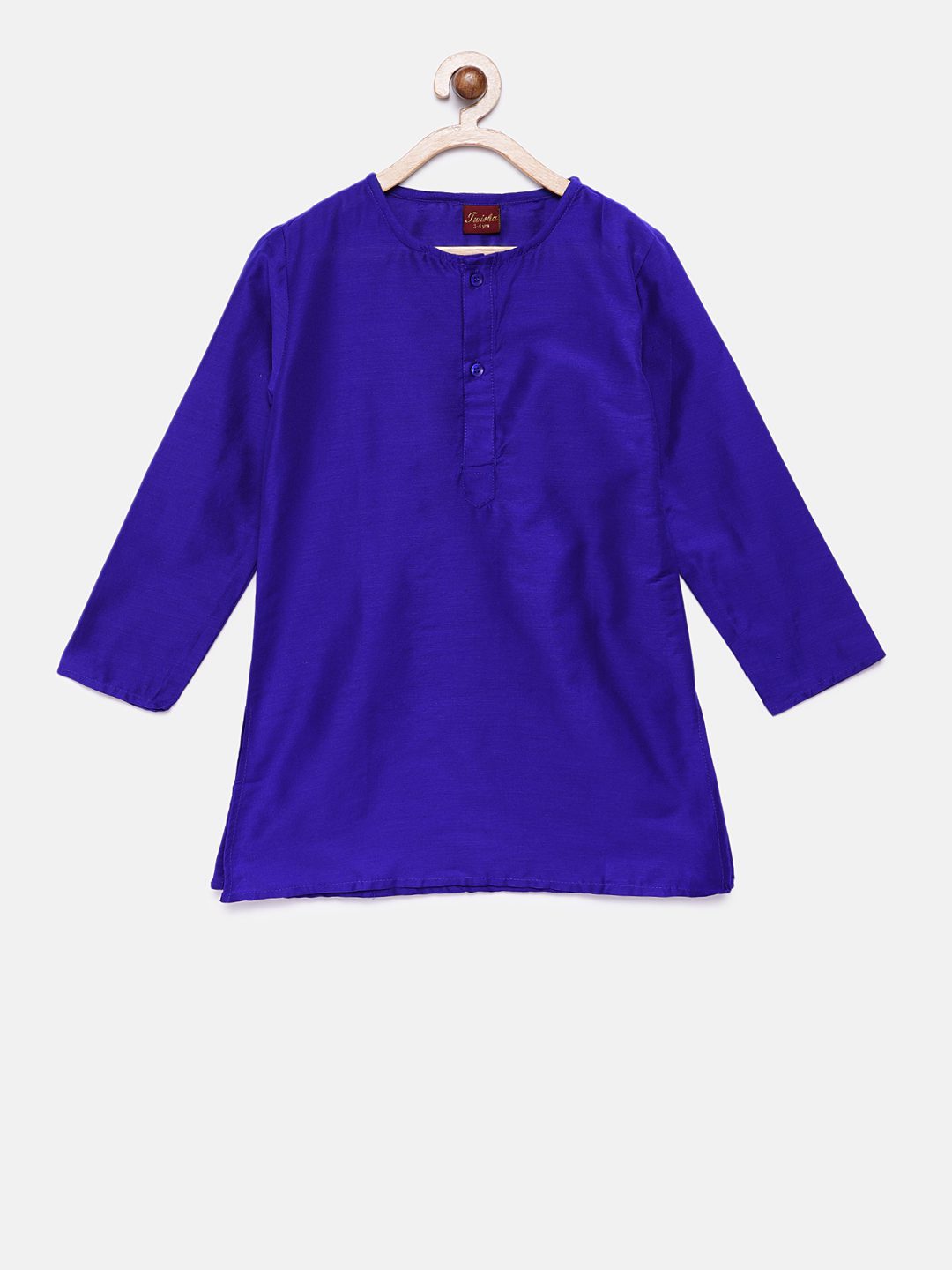 Twisha Boys Solid Kurta & Pyjama With Printed Jacket- Blue