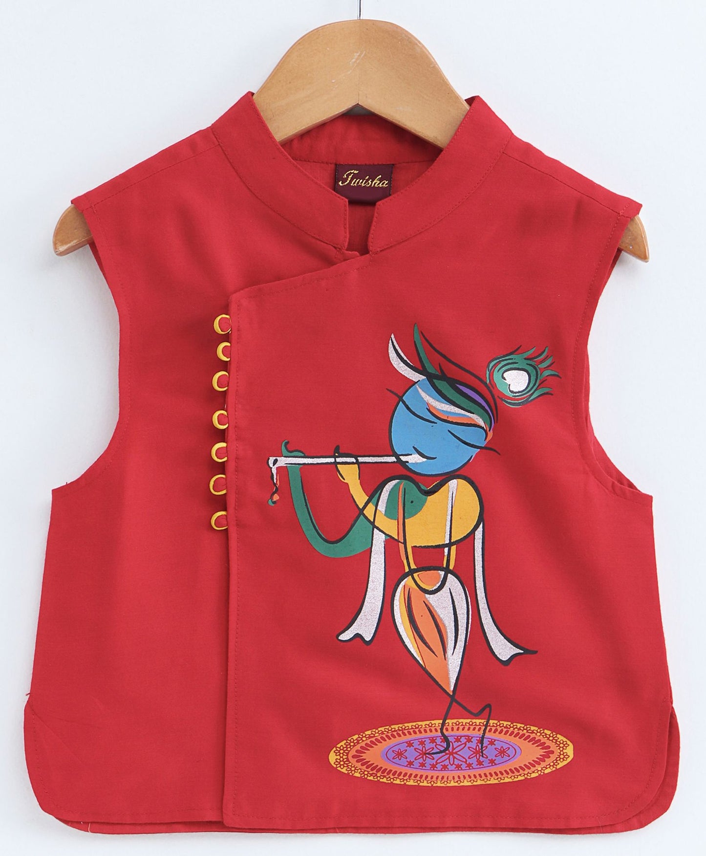 Twisha Boys Printed Kurta & Pyjama With Printed Jacket- Yellow
