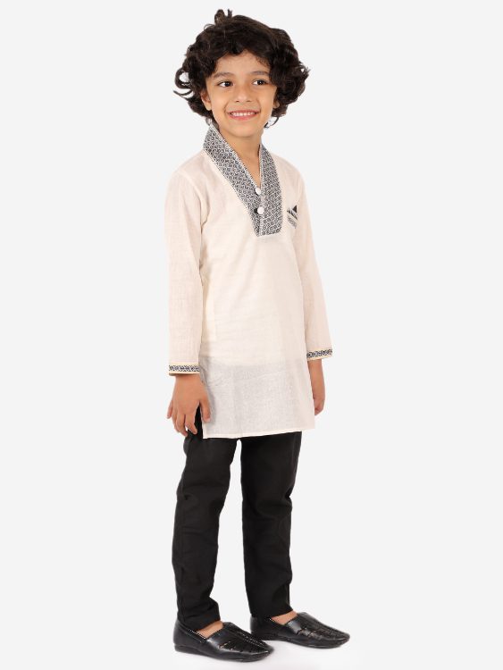 Twisha Boys Button down Striped Kurta with Pajama Set-Green