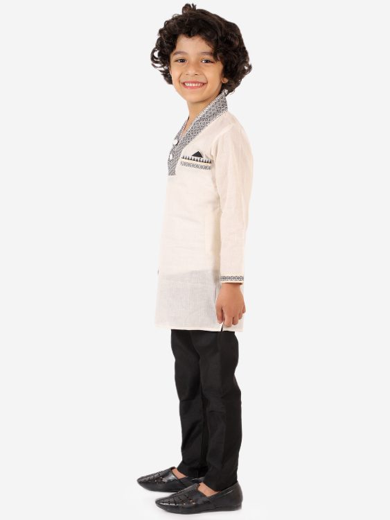 Twisha Boys Button down Striped Kurta with Pajama Set-Green