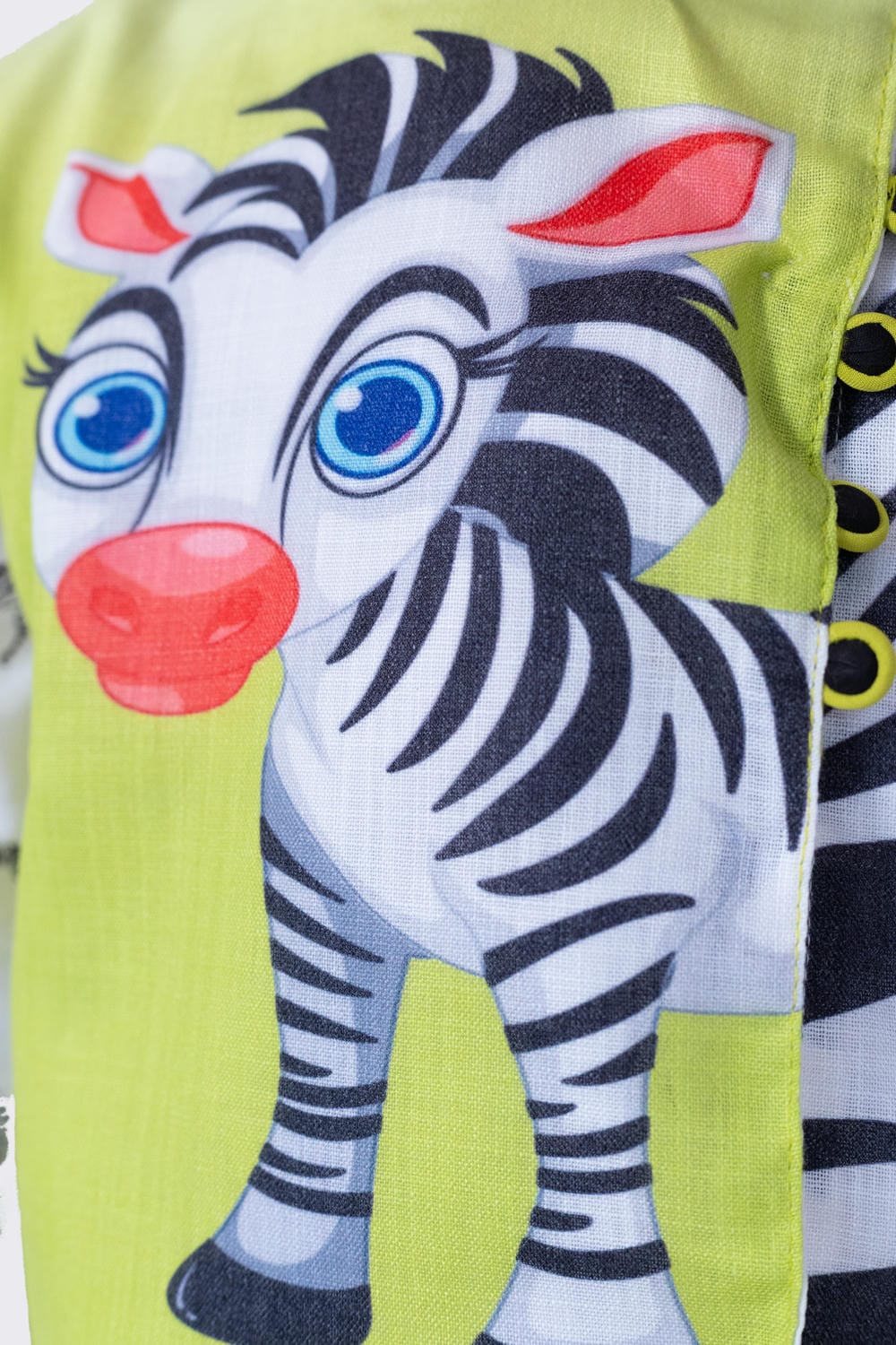 Twisha Boy's Full Sleeves Zebra Printed Kurta Churidar and Jacket -White & Lime Green