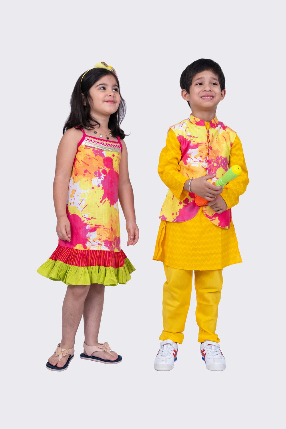 Twisha Boy's Full Sleeves Cotton Jaquard Kurta and Pyjama & Jacket - Multicolour