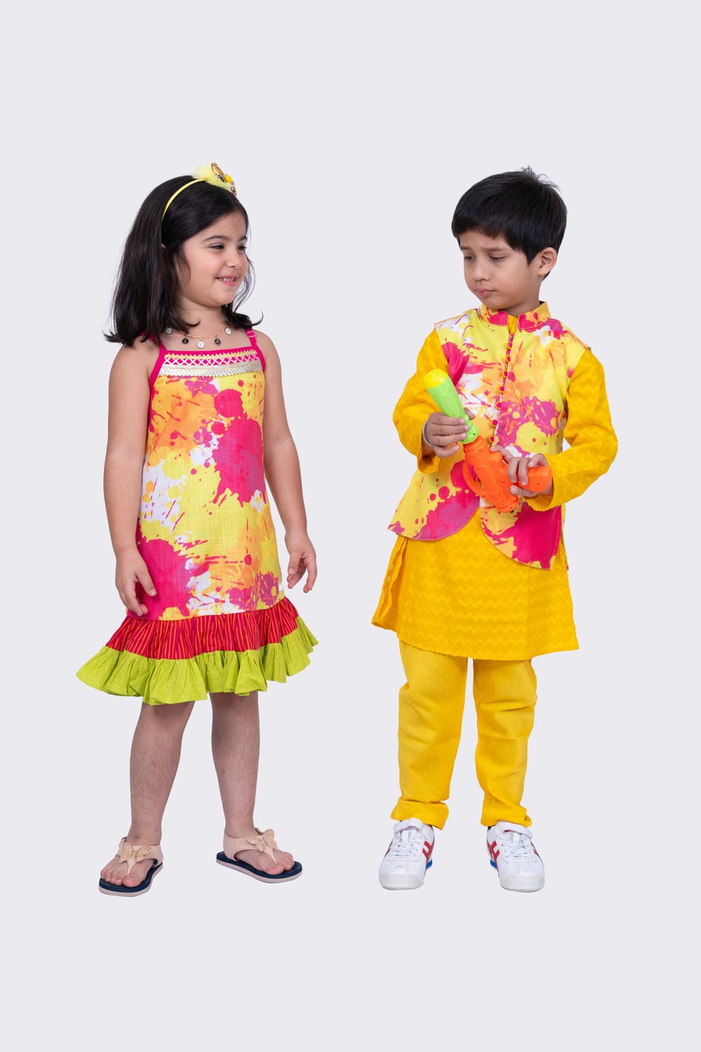Twisha Boy's Full Sleeves Cotton Jaquard Kurta and Pyjama & Jacket - Multicolour