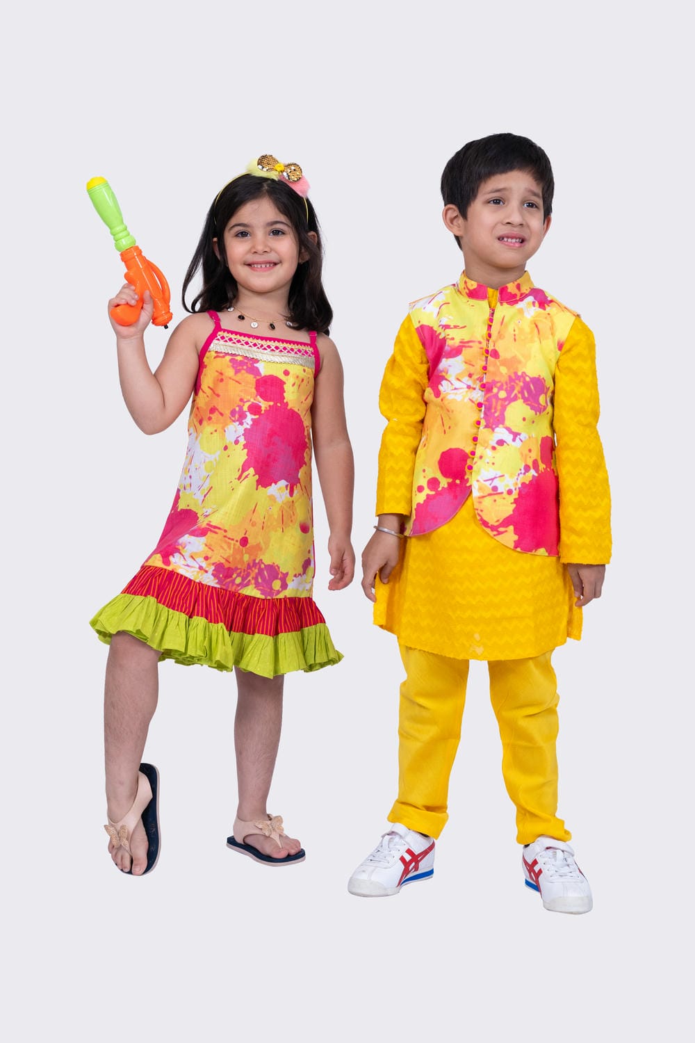 Twisha Boy's Full Sleeves Cotton Jaquard Kurta and Pyjama & Jacket - Multicolour