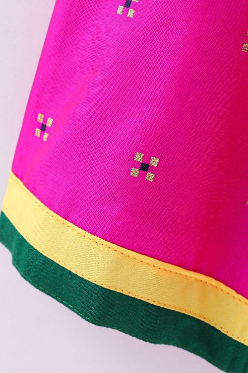 Twisha Girls Embroidered Top & Self Design Palazzo - Multi & Pink