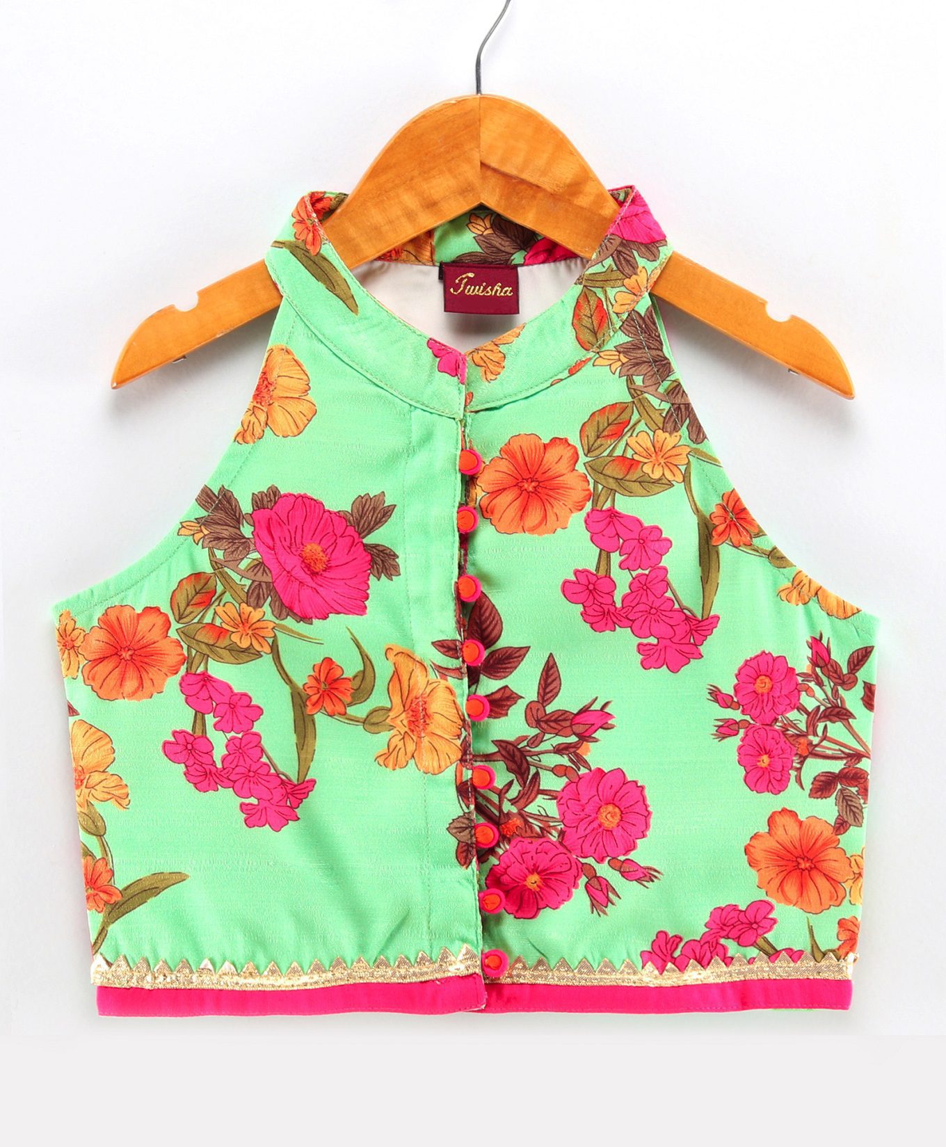 Twisha Girls Floral Printed Top With Palazzo - Green