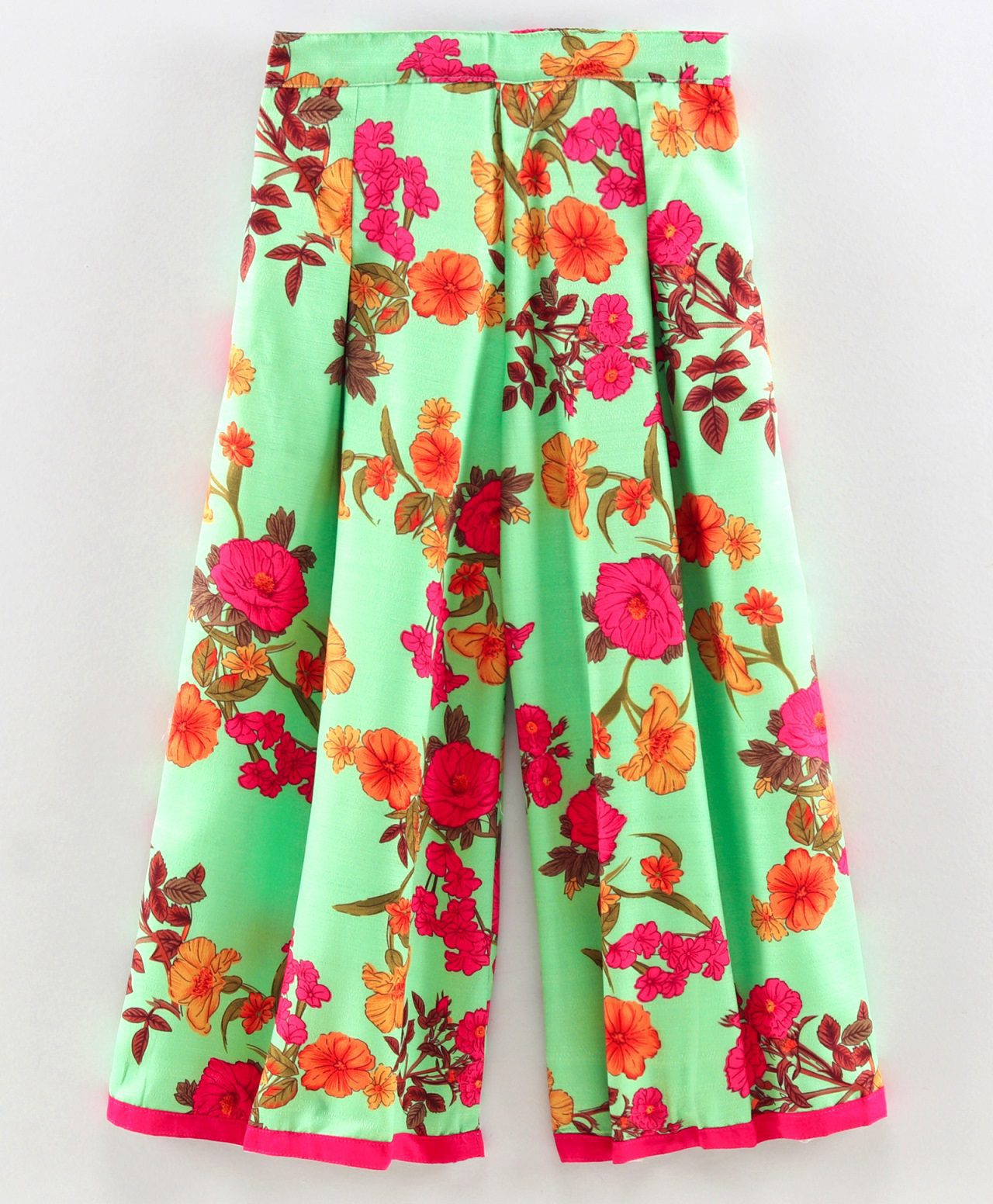 Twisha Girls Floral Printed Top With Palazzo - Green