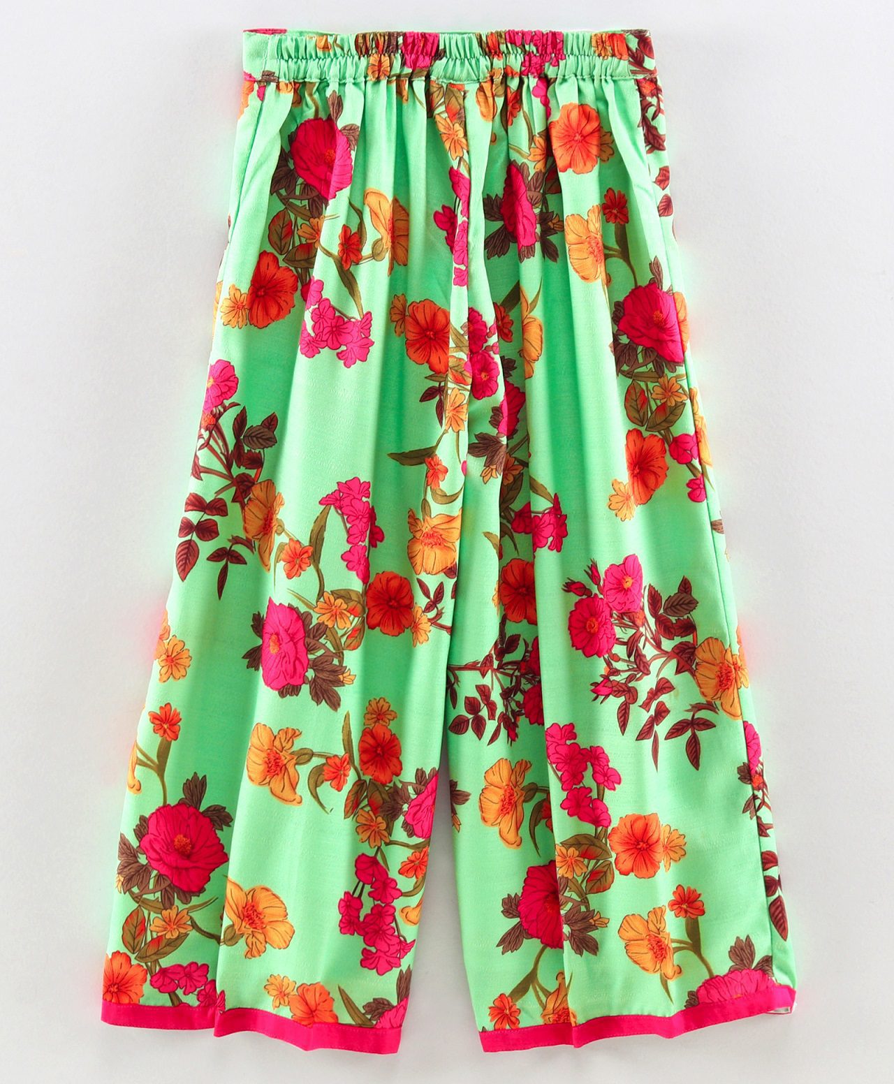 Twisha Girls Floral Printed Top With Palazzo - Green