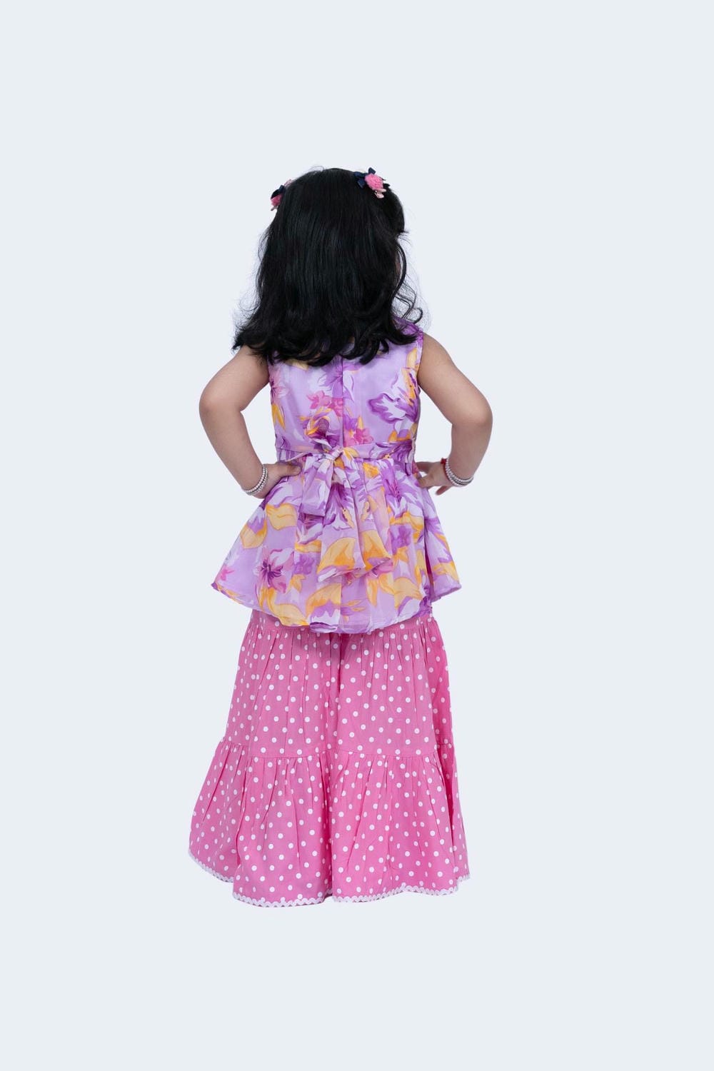 Twisha Girls Top & Sharara Set - Mauve & Pink