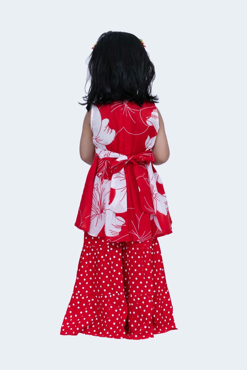 Twisha Girls Top & Sharara Set -Red & White