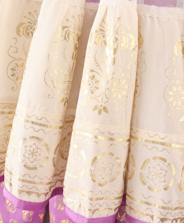 Embroidered Top with Palazzo - Mauve & Off White