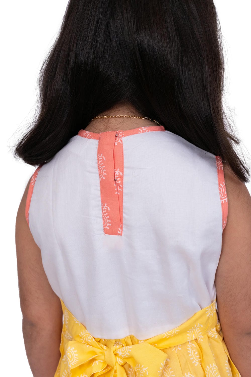 Twisa Girl's Sleeveless assmetric Rayon Embroidered Top with Sharara - White & Coral