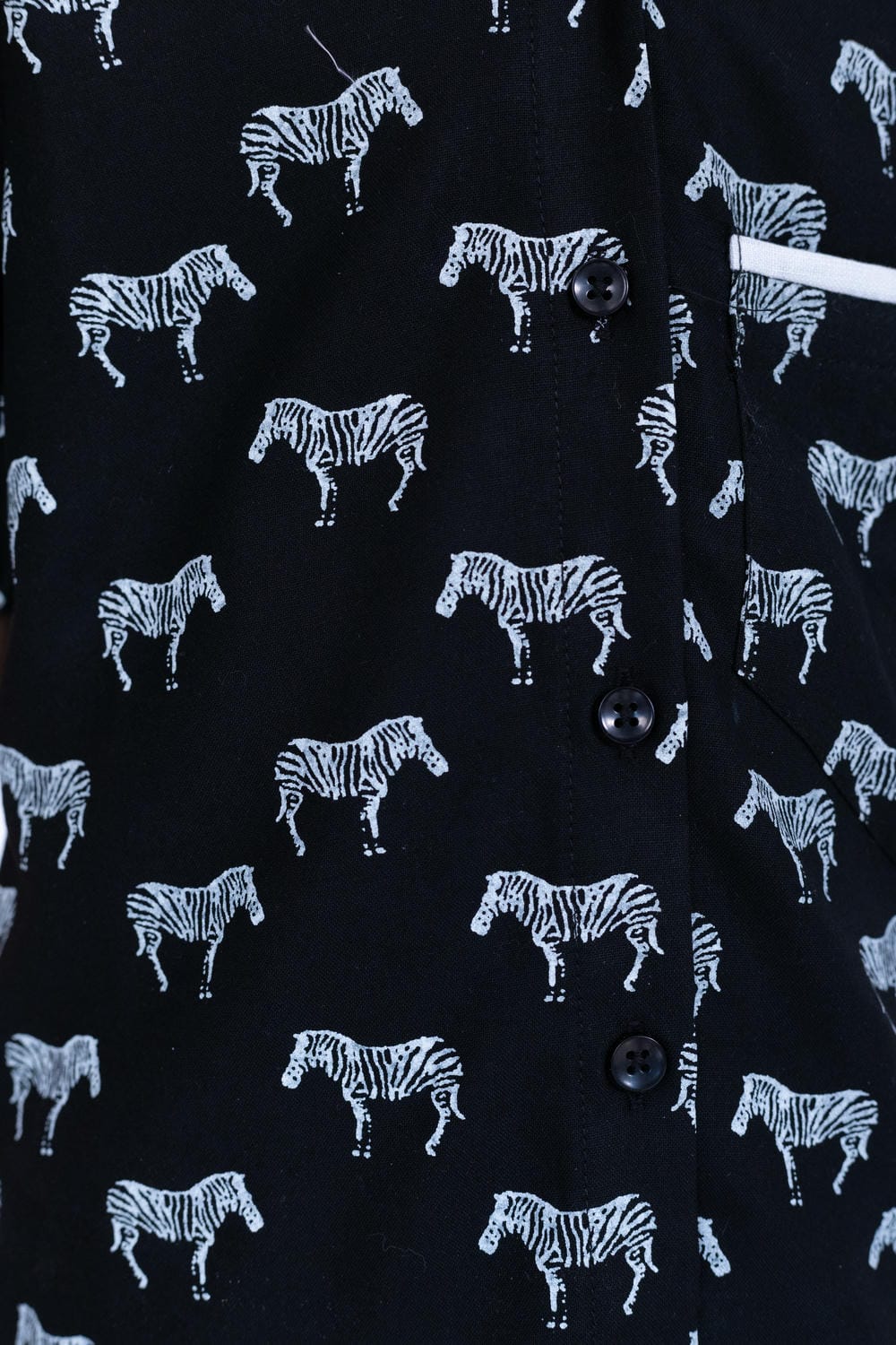 Twisha Boy's Half Sleeves Cotton Zebra Print Shirt - Black
