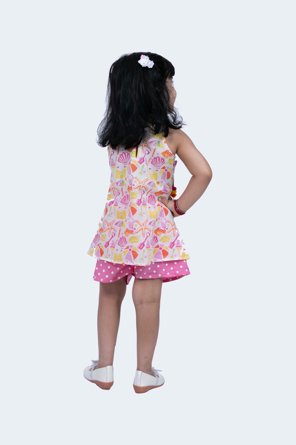 Twisha Girls Top & Shorts Set - White & Pink