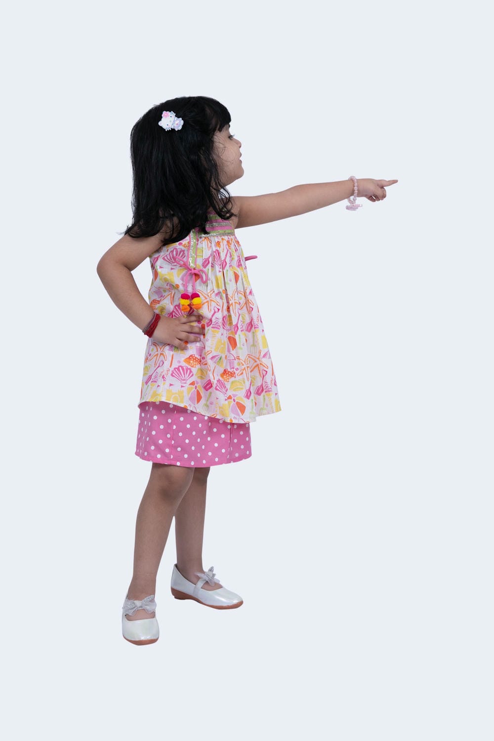 Twisha Girls Top & Shorts Set - White & Pink