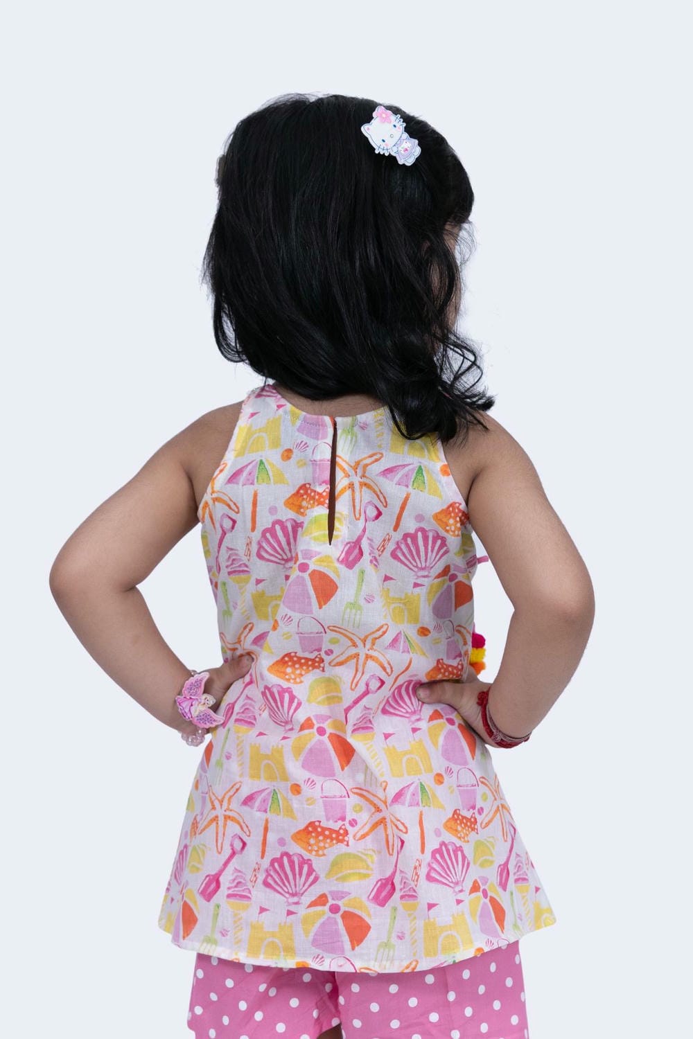Twisha Girls Top & Shorts Set - White & Pink