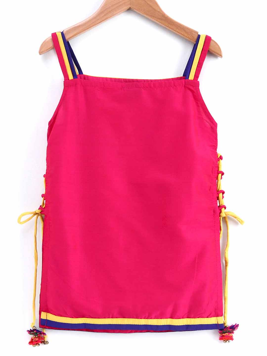 Sleeveless Yoke Embroidery Work Kurta With Dhoti - Pink & Blue