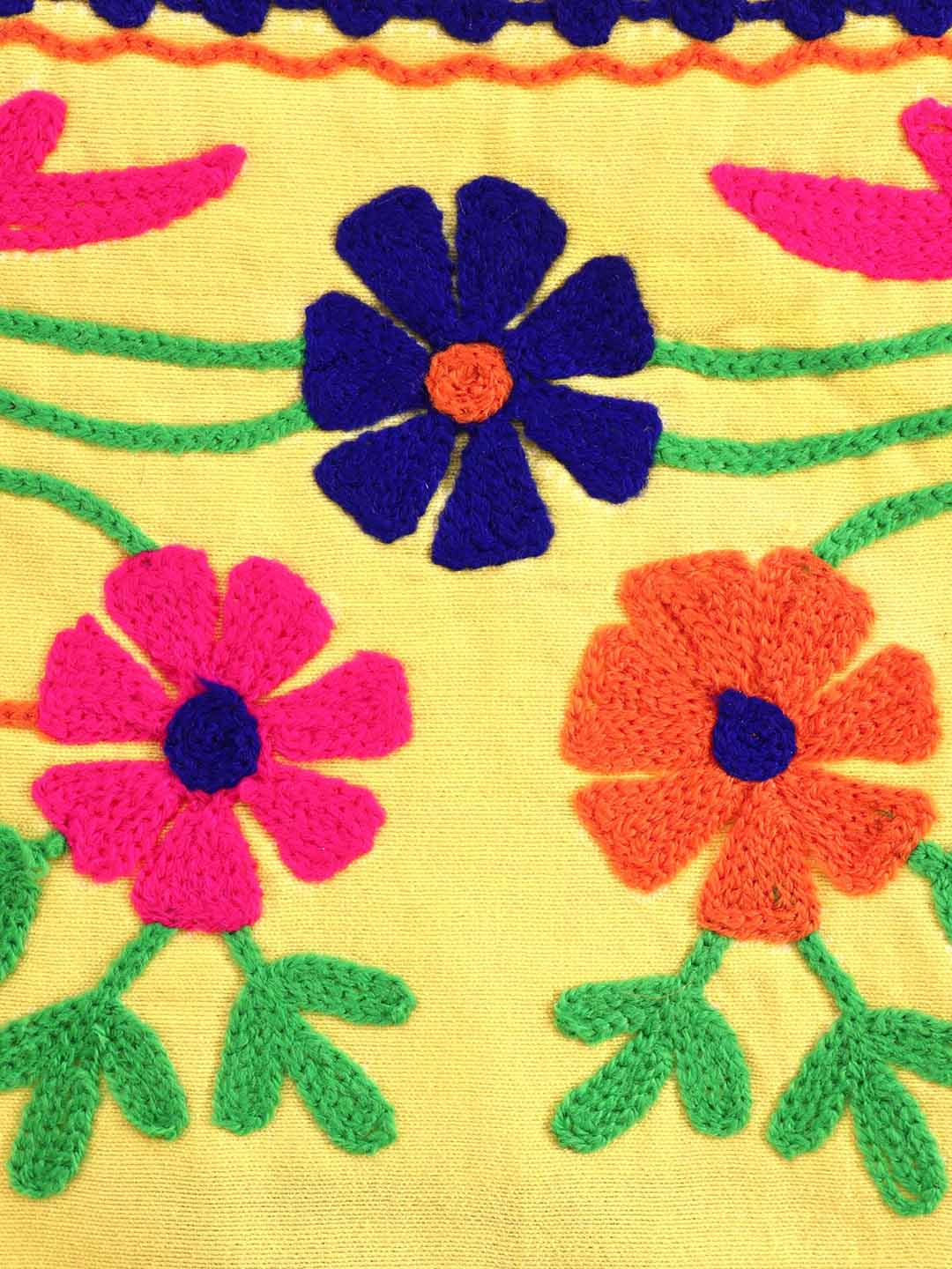Floral Embroidered Long Kurta With palazzo - Yellow