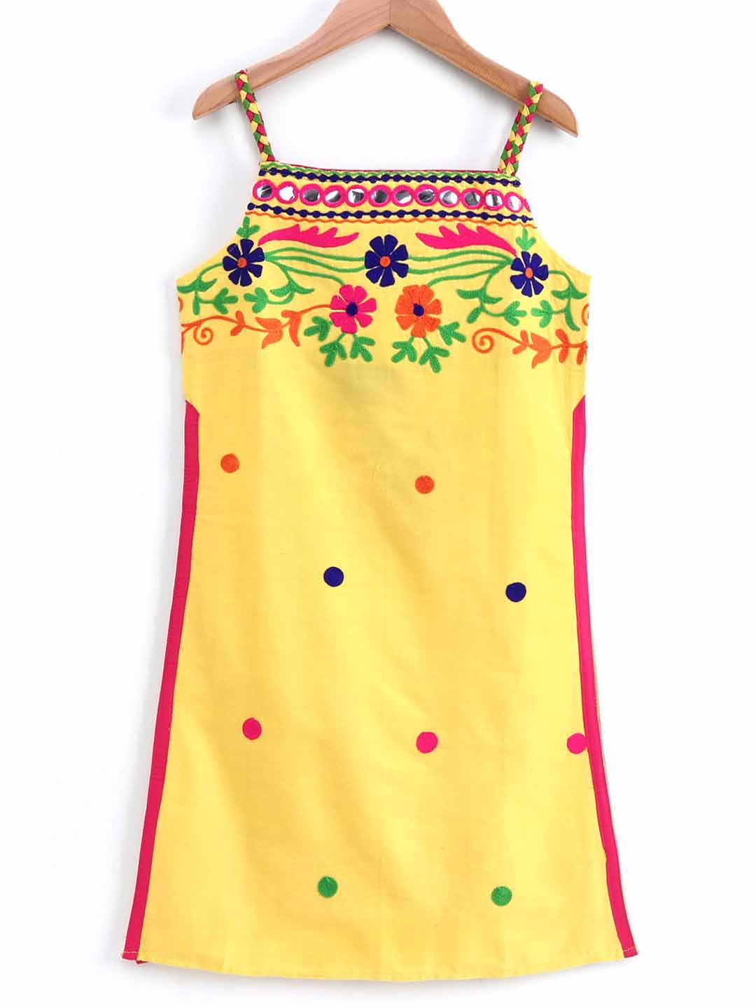 Floral Embroidered Long Kurta With palazzo - Yellow
