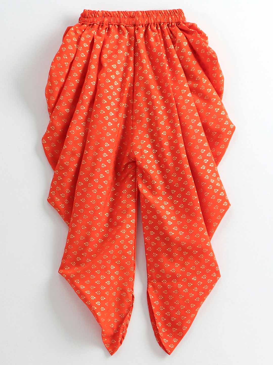 Girls Printed Top & Designer Dhoti - Orange & Green